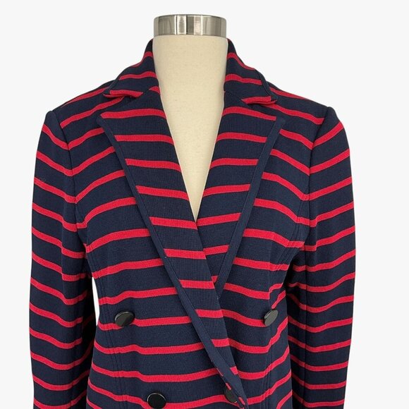 Veronica Beard Fontana Blazer Striped Double Breasted Jacket Size L Red Navy - Picture 2 of 12